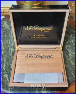 S. T Dupont Paris Black Laquer Turbos Hand Made Cigar Box Holds 20 9.75x8.5x2.5 S. T Dupont Paris Black Laquer Turbos Hand Made Cigar Box Holds 20 9.75x8.5x2.5