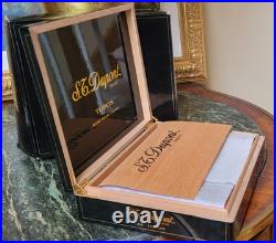 S. T Dupont Paris Black Laquer Turbos Hand Made Cigar Box Holds 20 9.75x8.5x2.5 S. T Dupont Paris Black Laquer Turbos Hand Made Cigar Box Holds 20 9.75x8.5x2.5