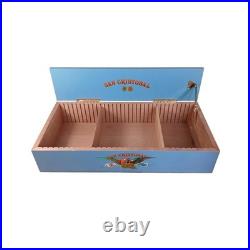 San Cristobal Cigars 18 Long Blue Wooden Countertop Display Storage Humidor Box