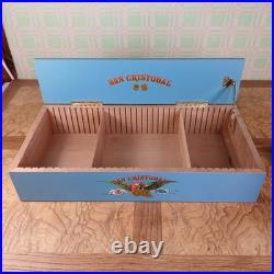 San Cristobal Cigars 18 Long Blue Wooden Countertop Display Storage Humidor Box