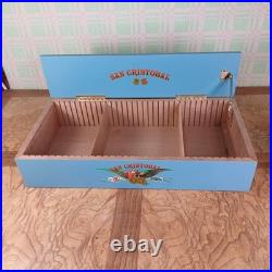 San Cristobal Cigars 18 Long Blue Wooden Countertop Display Storage Humidor Box
