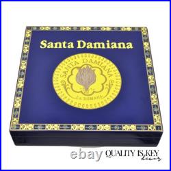 Santa Damiana La Romana Blue Lacquered Wood Cigar Humidor Box Santa Damiana La Romana Blue Lacquered Wood Cigar Humidor Box