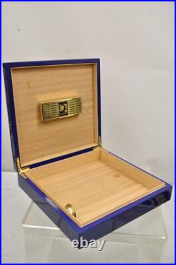 Santa Damiana La Romana Blue Lacquered Wood Cigar Humidor Box Santa Damiana La Romana Blue Lacquered Wood Cigar Humidor Box
