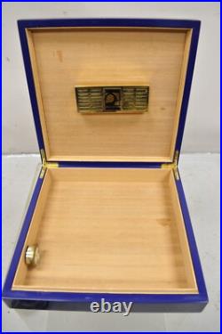 Santa Damiana La Romana Blue Lacquered Wood Cigar Humidor Box Santa Damiana La Romana Blue Lacquered Wood Cigar Humidor Box