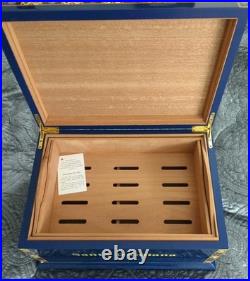 Santa Damiana La Romana Blue Lacquered Wood Cigar Humidor Box