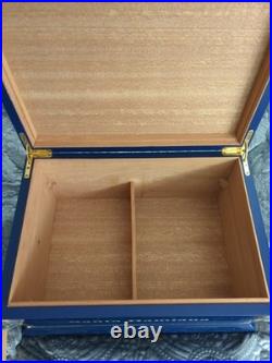 Santa Damiana La Romana Blue Lacquered Wood Cigar Humidor Box