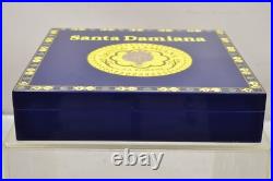 Santa Damiana La Romana Blue Lacquered Wood Cigar Humidor Box Santa Damiana La Romana Blue Lacquered Wood Cigar Humidor Box