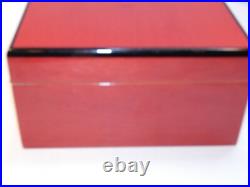 Savoy Lacquer Large Cigar Box Humidor, Red and Black