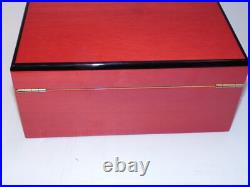 Savoy Lacquer Large Cigar Box Humidor, Red and Black