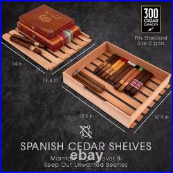 Schmecke 300 Cigar Humidor, Cigar Humidifier, Cigar Box & Cigar Hygrometer