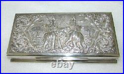 Siam Sterling Silver Repousse Box Humidor Elephant Battle Of Nong Sarai