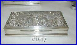 Siam Sterling Silver Repousse Box Humidor Elephant Battle Of Nong Sarai