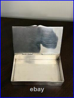 Silver Plated English Cigarette Box / Pill Box Horse Motif (HALLMARKED SEE PICS)