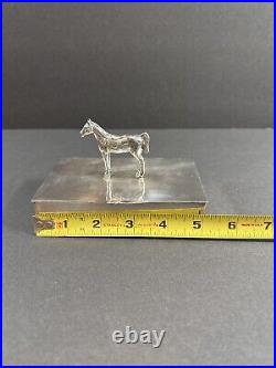 Silver Plated English Cigarette Box / Pill Box Horse Motif (HALLMARKED SEE PICS)