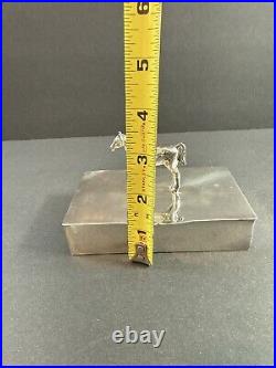 Silver Plated English Cigarette Box / Pill Box Horse Motif (HALLMARKED SEE PICS)