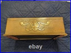 Silvercrest Arts & Crafts Bronze Coat of Arms Humidor Cigar Box circa 1920