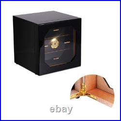 Sleek Black Cigar Humidor Box for 50-75 Cigars, 3-Drawer with Hygrometer Gift Sleek Black Cigar Humidor Box for 50-75 Cigars, 3-Drawer with Hygrometer Gift