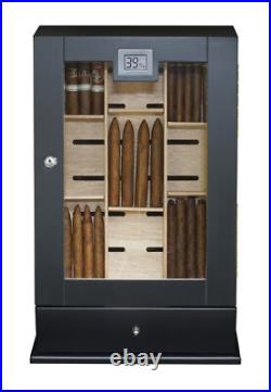 Small Chip 100+ Cigar Humidor Humidifier Mahogany Wooden Case Box Hygrometer 67b
