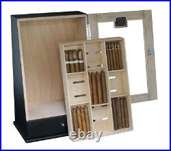 Small Chip 100+ Cigar Humidor Humidifier Mahogany Wooden Case Box Hygrometer 67b