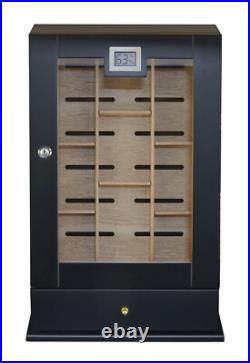 Small Chip 100+ Cigar Humidor Humidifier Mahogany Wooden Case Box Hygrometer 67b