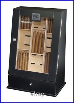 Small Chip 100+ Cigar Humidor Humidifier Mahogany Wooden Case Box Hygrometer 67b