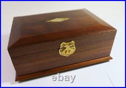 Solid Antique Walnut Milk Glass Lined Cigar Humidor Box Refinished