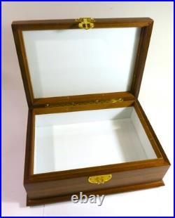 Solid Antique Walnut Milk Glass Lined Cigar Humidor Box Refinished
