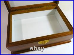 Solid Antique Walnut Milk Glass Lined Cigar Humidor Box Refinished