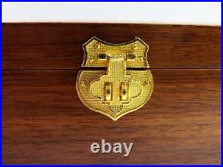 Solid Antique Walnut Milk Glass Lined Cigar Humidor Box Refinished