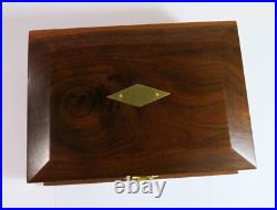 Solid Antique Walnut Milk Glass Lined Cigar Humidor Box Refinished