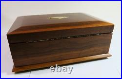 Solid Antique Walnut Milk Glass Lined Cigar Humidor Box Refinished
