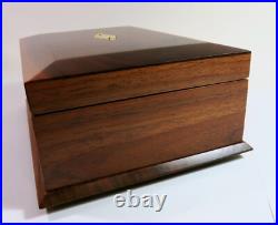 Solid Antique Walnut Milk Glass Lined Cigar Humidor Box Refinished