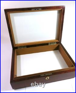 Solid Mahogany Milk Glass Lined Cigar Humidor Box Refinished