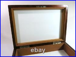 Solid Mahogany Milk Glass Lined Cigar Humidor Box Refinished
