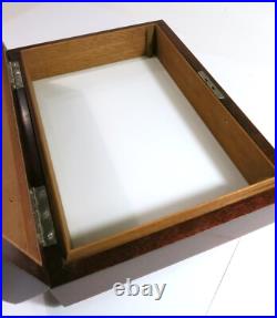 Solid Mahogany Milk Glass Lined Cigar Humidor Box Refinished