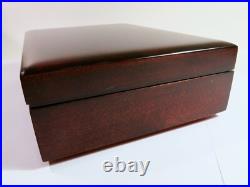 Solid Mahogany Milk Glass Lined Cigar Humidor Box Refinished