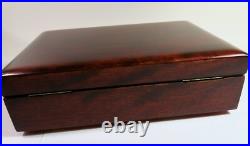 Solid Mahogany Milk Glass Lined Cigar Humidor Box Refinished
