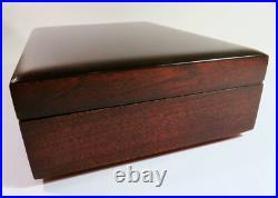 Solid Mahogany Milk Glass Lined Cigar Humidor Box Refinished