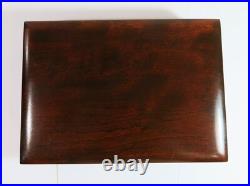 Solid Mahogany Milk Glass Lined Cigar Humidor Box Refinished