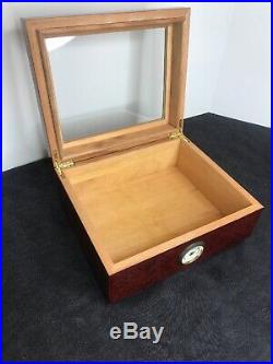 Solid Wood Cigar Box Burl Wood Finish Humidor With Hygrometer