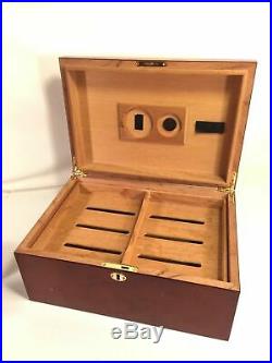 Solid Wood Locking Cigar Humidor Large Storage Box Display