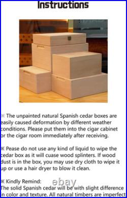 Spanish Cedar Fermentation Cigar Humidor Box, Fit Cigar Cabinet, Natural Solid W