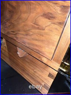 Stunning Hand Made Wooden Jewelry Box Or Humidor Cherry Wood Lined Brass