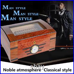 Stylish Cedar Cigar Humidor with Hygrometer & Glass Top Ideal Gift