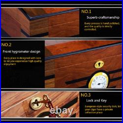Stylish Cedar Cigar Humidor with Hygrometer & Glass Top Ideal Gift