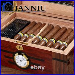 Stylish Cedar Cigar Humidor with Hygrometer & Glass Top Ideal Gift