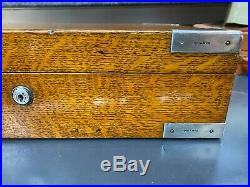 Superb Army & Navy Hallmarked Silver & Oak Campaign Cigar Humidor Desk Box C1897