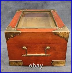 Superb C. N. Swift 1800s Mahogany Cigar Humidor WithBeveled Glass Top & Brass Hrdwr Superb C. N. Swift 1800s Mahogany Cigar Humidor WithBeveled Glass Top & Brass Hrdwr