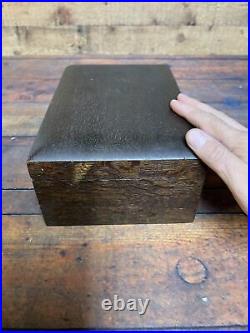 Swift NY Vintage Antique Empty Tiger Oak Wooden Humidor Trimmed Cigar Box 1800s