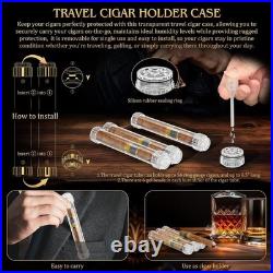 TISFA Cigar Humidor Cedar Wood Cigar Box with 2 Digital Hygrometer, 2 Humidifier